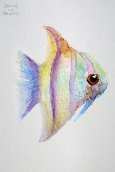 a watercolor painting of a colorful fish