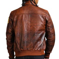 Men's bomber leather jacket is the symbol of style with it's chic hand-waxed finishing. This brown leather jacket is made with finest quality real leather Outfit Type: Bomber Leather Jacket Material: Real Leather Inner: Viscose Color: Brown Zipper: YKK Collar: Shirt Collar Sizes available from size XS to 5XL. Refer to our SIZE CHART in PHOTO SECTION. Masculine Leather Jacket, Vintage Brown Leather Biker Outerwear, Casual Vintage Brown Leather Biker Jacket, Distressed Brown Leather Biker Jacket, Brown Leather Outerwear For Streetwear, Retro Distressed Brown Leather Jacket For Winter, Leather Jacket For Men, Jacket For Men, Brown Leather Jacket