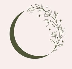 a crescent with leaves and stars on it