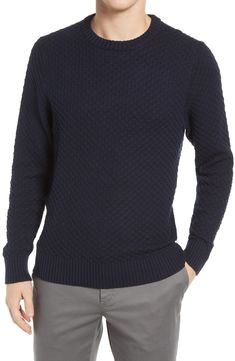 Made from remarkably soft yet surprisingly durable cotton yarns, this textured crewneck sweater will stand up to all the wear you'll definitely put it through. 100% cotton Machine wash, tumble dry Imported Crewneck Sweater, Cotton Yarn, Crew Neck Sweater, Stand Up, Men Sweater, Nordstrom, Yarn, Crew Neck, Size Medium