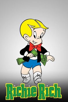 a cartoon character with money in his hand and the words riche rich on it