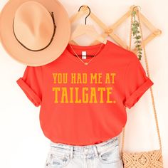 This shirt is absolutely perfect for the tailgate lovers in your life! Unisex sizing from XS-4XL ensures the perfect fit for everyone! *Colors may vary slightly from what you see on the screen. *SHIPPING TIMES VARY BASED ON TIME OF YEAR. 2-3 WEEKS IS THE MOST TIME IT WILL TAKE UNLESS OTHERWISE NOTED BY THE SELLER AFTER PURCHASE. IF SHIPPING TIMES ARE A CONCERN PLEASE CONTACT SELLER TO REQUEST EXPEDITED TURNAROUND BEFORE PURCHASE* Description: - Bella Canvas 3001 T-Shirt Unisex Short Sleeve - 4.2 Casual Tops With Team Name For Tailgating, Casual Crew Neck Tops For Tailgating, Casual Letter Print T-shirt For Tailgating, Tailgate Shirt Diy, School Spirit Crew Neck T-shirt For Tailgating, School Spirit T-shirt For Tailgating, School Spirit T-shirt For Tailgating With Crew Neck, Pre-shrunk Crew Neck T-shirt For Tailgating, White Short Sleeve Sublimation T-shirt For Game Day