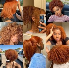 Afro Hair Color, Dyed Curly Hair, Cute Hair Colors, Quick Natural Hair Styles, Ginger Hair Color, Cute Curly Hairstyles, Afro Hairstyles