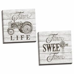 two wooden signs that say farm life and sweet farm