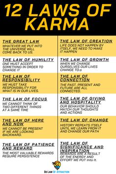 the 12 laws of karma poster for law enforcement officers and their respective departments, as well as other rules