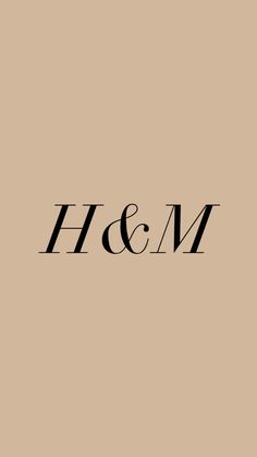 the word h & m is written in black on a tan background