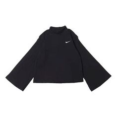 (WMNS) Nike Sportswear ribbed Knit High Collar Long Sleeves Knit Long Sleeves Black DM6400-010 (Women's) Winter Ribbed Tops For Streetwear, Winter Sports High Neck Tops, Sporty Ribbed Winter Tops, Black Top With Ribbed Waistband For Streetwear, Nike Stretch Winter Tops, Winter Nike Stretch Tops, Sporty Turtleneck Top For Fall, Ribbed Sports Tops For Winter, Ribbed Sports Tops For Fall