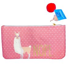 From Michaels Brand Artist’s Loft, This Full Zip Pencil Case Is Great For Kids Or Adults Alike. New With Tags, It Is A Muted Pink Shade With White Polka Dots And A Graphic Of A Llama On The Side Next To All Caps Gold Metallic Lettering Spelling The Word Nope. Pencil Accessories, Hunter Kids, Foldable Backpack, Grey Backpacks, Muted Pink, Unicorn Kids, Kids' Bag, Cat Bag, Pink Shade