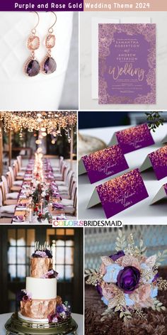 purple and rose gold wedding theme