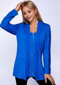 Color:Royal Blue;Size:XS;Package Contents:1 X T Shirt;Clothing Length:72.00;Color Scheme:Blue;Composition:95% Polyester, 5% Spandex;Washing Instructions:Hand Wash;Style:Bohemian;Clothing&apos;s Length:Regular;Pattern Type:Solid;Sleeve&apos;s Length:Long Sleeve; Stylish Tops For Girls, Stylish Tops For Women, Tops Trendy, Trendy Tops For Women, Trendy Fashion Tops, Beautiful Blouses, Bohemian Clothes, Lace Panelled, Trendy Tops