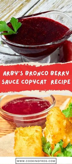 an image of broccoli and beet soup with text overlay that reads arby's brocco berry sauce copycat recipe