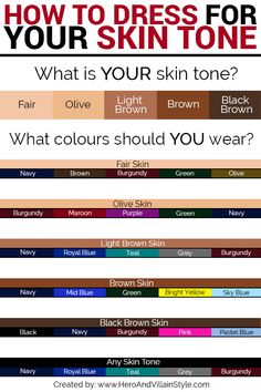 Skin Tone Clothing, Skin Tone Chart, Dusky Skin, Light Brown Skin, How To Have Style, Olive Skin Tone, Colors For Dark Skin, Dark Skin Men, Color Combinations For Clothes