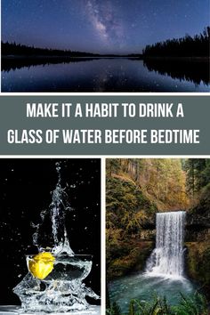 Every night before bed attempt to drink a full glass of water to ensure healthy hydration throughout the night! Healthy Hydration, Glass Of Water, Before Bed, Healthy Drinks, Tips And Tricks, Healthy Lifestyle, Water Bottle