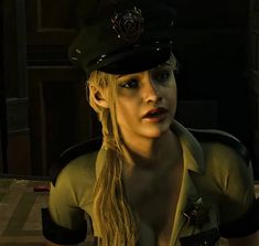 a woman dressed as a police officer in a video game