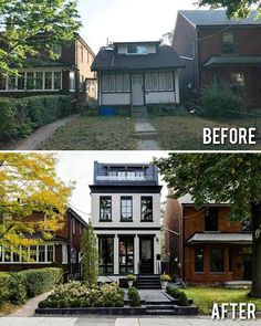 before and after photos of a house in the suburbs