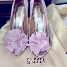 Badgley Michska Lavendar Satin Pumps. Size 9. In Excellent Condition. Comes In Original Box With Protective Bag. Purple Heels For Spring Wedding, Purple Wedding Heels For Spring, Elegant Lavender Heels For Formal Occasions, Badgley Mischka Shoes, Satin Pumps, Badgley Mischka, Color Purple, Shoes Women Heels, Original Box