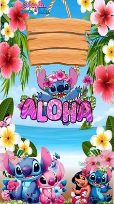 an image of the name aloha with lillies and flowers