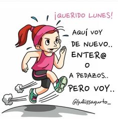 a cartoon girl running with the caption'i queridd lines'in spanish