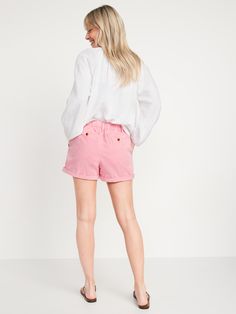 OGC shorts are the original chinos style you love revamped for now.  Slouchy, versatile, easy (hello, elasticized waist), they're dressier than sweats, relaxier than dress pants.  Easy-peasy, elasticized, adjustable waist can be worn right at or belo Casual Spring Shorts With Elastic Waistband, Casual Stretch High-waisted Bermuda Shorts, Casual Shorts With 5-inch Inseam For Spring, Casual Spring Shorts With 5-inch Inseam, Casual 5-inch Inseam Shorts For Spring, Stretch Cotton Shorts For Day Out, Casual Paperbag Waist Shorts For Spring, Casual Bermuda Shorts With 5-inch Inseam And Pockets, Casual Relaxed Fit Shorts With Short Inseam