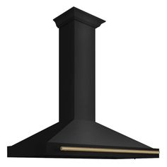 a black stove hood with two lights on the front and back sides, against a white background