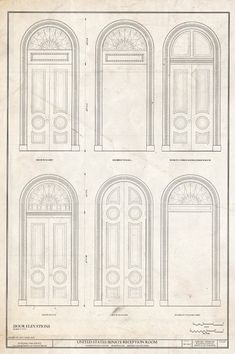 four doors with arched windows and archs on each side, all in different sizes