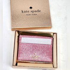 New Kate Spade Pink Wallet Cardholder Small Leather Wallet To Stash Credit Cards, Drivers License, Concert Tickets And Some Cash. Appr 3 X 4 Inches. Gift Box Glitter Mitten Pink Nwt. Retail Price $99. Formal Pink Card Holder With Card Slots, Kate Spade Wallet With Interior Card Slots, Kate Spade Rectangular Card Holder With Card Slots, Kate Spade Rectangular Wallet Perfect For Gift, Kate Spade Wallet With Interior Card Slots As Gift, Kate Spade Wallet With Interior Card Slots For Gift, Kate Spade Rectangular Wallets Perfect For Gift, Kate Spade Wallet Perfect For Gift, Kate Spade Rectangular Wallets Perfect For Gifts