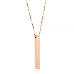 105492 14k Rose Gold Pendant   Custom Engravable   Joseph Jewelry. This chic necklace features a polished bar that can be laser engraved with any phrase, date, or symbol. Minimalist Rose Gold Bar Necklace For Anniversary, Minimalist Rose Gold Necklace With Rectangular Pendant, Minimalist Rose Gold Bar Necklace As Gift, Minimalist Rose Gold Bar Necklace For Gift, Minimalist Rose Gold Nameplate Necklace, Engraved Bar Necklace, Chic Necklace, Rose Gold Pendant, Bar Necklace