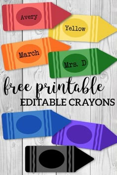 the free printable crayons for kids to use in their own classroom activities