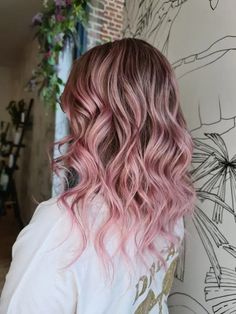 Blond Pink Balayage, Rose Pink Balayage, Pink Baylage Hair Blonde, Dirty Blonde Pink Highlights, Pastel Pink Balayage Brunette, Blonde And Pink Balayage, Dirty Pink Hair, Pink Balayage Blonde, Balayage Hair Pink