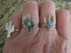 Fatter Little Cactus Sterling Silver Turquoise Ring Handmade | Etsy Cactus Arizona, Cowgirl Accessories, Silver Turquoise Ring, Sterling Silver Rings Turquoise, Southwest Jewelry, Turquoise Ring Silver, Saguaro Cactus, Ring Handmade, Silver Turquoise