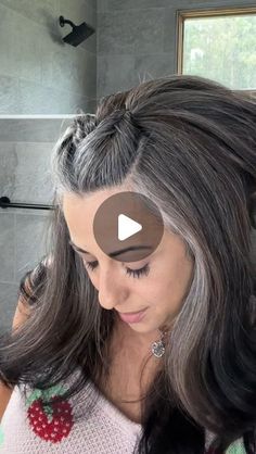 Irene Claire - Gray Hair & Flair on Instagram: "Try This Style - Keep Bangs off Your Face 🩷 

#hairstyle #longhair #haircare #hairstyling #stylehair #bangs" How To Style Bangs Off Your Face, How To Keep Your Hair Out Of Your Face, How To Style Bangs Out Of Face, Style Bangs Out Of Face, Keep Hair Off Face, Hairstyles For Long Bangs, Pin Bangs Back, Bangs Out Of Face Hairstyles, Hairstyles To Keep Bangs Out Of Face