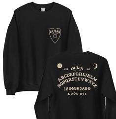 Ouija Board Planchette Front/Back Design Crewneck Sweatshirt Fall Halloween Spooky Season Spiritual Clothing Manifestation A sturdy and warm sweatshirt bound to keep you warm in the colder months. A pre-shrunk, classic fit sweater that's made with air-jet spun yarn for a soft feel and reduced pilling. * 50% cotton, 50% polyester * Pre-shrunk * Classic fit * 1x1 athletic rib knit collar with spandex * Air-jet spun yarn with a soft feel and reduced pilling * Double-needle stitched collar, shoulder Ouija Board Planchette, Spiritual Clothing, Ouija Board, Halloween Spooky, Fall Sweatshirt, Fitted Sweater, Back Design, Spooky Season, Fall Halloween