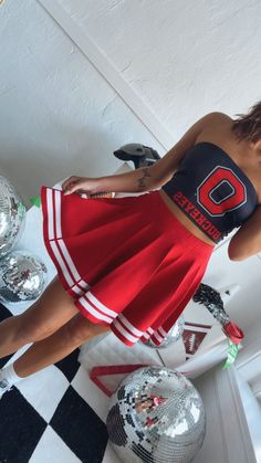 Make a fashion statement in the Red Game Day Cheer Skirt! Get ready for compliments with this vintage gameday skirt featuring pleated detail. Show your style and confidence by adding this unique gameday piece to your wardrobe! Game day skirt Cheer skirt Vintage skirt Red/White Measurements: (Approximate. Measured Laying flat. **Comfortable 4" stretch in the waistband.) S Waist 25" Length 15 1/2" M Waist 27" Length 16" L Waist 29" Length 17" Model Specs: Emily is wearing a size small in the photo Game Day Cheer, Vip Group, Everyday Chic, Skirt Vintage, Bottom Clothes, Chic Boutique, Vintage Skirt, Game Day, Cheer Skirts