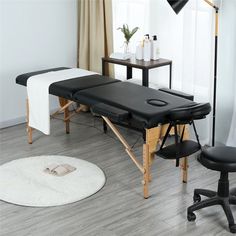 This wooden adjustable massage bed gives you a skin-friendly and comfortable massage experience. No matter you want it for home use or professional therapists, this portable spa couch can meet your requirements. High-strength steel wire ropes connect the massages bed strongly, which can withstand the weight of 250kg/551lb. This massage bed features a foldable design, so you can fold it up when not in use, which is very convenient for home use.The folding facial beauty bed is made of beech wood w Cradle Bedding, Portable Spa, Massage Bed, Massage Tables, Bed Legs, Massage Table, Spa Room, Massage Room, Inbox Zero