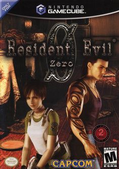 resident evil x zero on the nintendo gamecube cover art, featuring two young men with tattoos