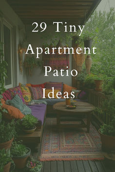 Make the most of your outdoor space with these 29 tiny patio ideas! From hanging plants and boho rugs to stylish lanterns and comfy cushions, these setups turn any small patio into a peaceful escape. Ideal for adding charm to your apartment! 🪴💫 #ApartmentPatio #PatioInspo Patio Small Garden, Apt Patio Privacy Ideas, Small Varanda Idea, Lanai Ideas Small Outdoor Living, Townhome Patio Decorating Ideas, Patio Design Small Space, Small Courtyard Decorating Ideas, Side Patio Ideas Small Covered, Small Space Balcony Ideas