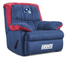 the new york giants recliner is shown in blue and red