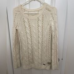 Never Worn!! Casual Knitted Tops In Winter White, Casual Cream Knit Top, Casual Beige Cable Knit Top, Casual Cream Cable Knit Top, Abercrombie Fitch, Knit Sweater, Knitted Sweaters, Scoop Neck, Sweaters For Women