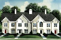 this is an artist's rendering of the front elevation of these luxury home plans