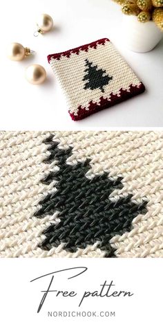 two pictures showing different types of knitted christmas ornaments and the words free pattern on it