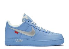 Off White X Air Force 1 Low '07 'MCA' - Nike - CI1173 400 - university blue/white-university red-metallic silver | Flight Club Blue Nike Air Force, Nike Air Tailwind, White Air Force 1, White Air Forces, Flight Club, Nike Air Force 1 Low, New Nike Air, Nike Air Max 95, University Blue