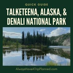 the alaska and denali national parks guide is featured in this green cover with trees