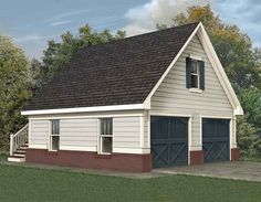 a two car garage is shown in this rendering