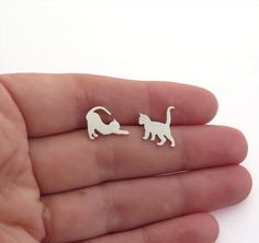 Mismatched cat earrings – Sterling Silver Animal Lover Gift Cat Stud Earrings, Cat Earrings Studs, Sterling Silver Cat, Silver Cat, Mismatched Earrings, Cat Jewelry, Cat Necklace, Cat Earrings, Cat Lover Gift