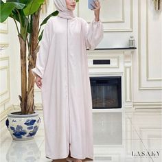 Lasaky - Luxurious Long Garment with Integrated Head Wrap Cloak Clothing, Long Flowy Dress, Loungewear Dress, Long Formal Gowns, Beautiful Long Dresses, Dress Collar, Long Sleeve Wrap Dress, Crewneck Dress, Patchwork Dress