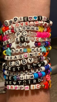 Custom personalized Supernatural bracelets, made to order, just for you! Any character, any ship, any quote, any anything Supernatural related! Your arm will look beautiful in our amazing custom patterned kandi bracelets <3 We offer all colors of the rainbow, plus a few extra shades, and various specialty beads. If you have something specific in mind, please message us beforehand to see if it's possible! Please refer to the last photo to see an example of our variety :D Check out our shop for mo Trendy Customizable White Wristband, Personalized Multicolor Kpop Style Bracelets, Kpop Style Personalized Multicolor Bracelets, White Customizable Novelty Jewelry, Customizable Novelty White Jewelry, Customizable White Novelty Jewelry, Personalized Multicolor Kpop Style Jewelry, Kpop Style Personalized Multicolor Jewelry, Customizable White Fun Name Bracelet