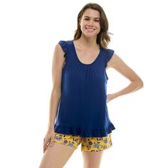 Sleep comfortably in this women's Croft & Barrow sleeveless pajama shirt & pajama shorts set. Click on this INTIMATES & SLEEPWEAR GUIDE to find the perfect fit and more! Sleep comfortably in this women's Croft & Barrow sleeveless pajama shirt & pajama shorts set. Click on this INTIMATES & SLEEPWEAR GUIDE to find the perfect fit and more! FEATURES 2-piece set includes: ruffle tank top and shorts Soft construction Ruffled hem Top: Sleeveless, ruffle sleeves, u-neck Shorts: drawstring elastic waist Sleeveless Pajama, Ruffle Tank Top, Petite Size Chart, Sleep Shorts, Loose Fitting Tops, Sleep Set, Hem Top, U Neck, Ruffle Sleeves