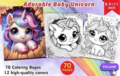 an adult coloring book with unicorns and rainbows on the cover for adults to color