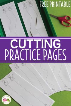 cutting practice pages with scissors on the table