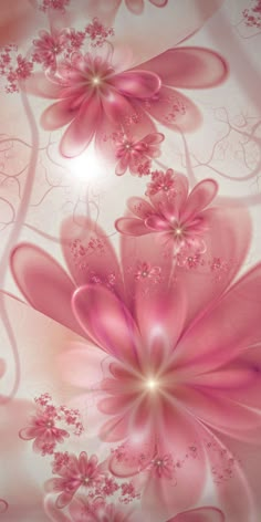 an abstract pink background with flowers and swirls